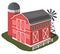 Wooden barn house illustration in cartoon style.  Vector illustration
