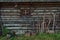 Wooden barn wall texture and farming tools