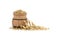 Wooden barrel filled with whole oats grains with husk