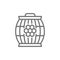 Wooden barrel with honey line icon.