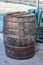 Wooden barrel with hoops