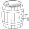 Wooden barrel. Keg of beer. Sketch. Fresh foamy drink. Vector illustration. Isolated background. Coloring book for children. 