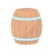 Wooden barrel with metal hoops. Cylindrical container made of wood. Flat vector element for poster, banner or flyer