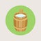 Wooden barrel with milk flat design