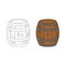 Wooden barrel. Pirate barrel of rum. Coloring book. Hand drawing. cartoon style. Vector illustration.