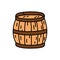 Wooden barrel. Pirate item sketch. Doodle hand drawn illustration. Vector icon