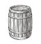 Wooden barrel sketch vintage. Cask for wine and other alcoholic beverage