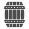 Wooden barrel solid icon. Cask of beer vector illustration isolated on white. Keg glyph style design, designed for web