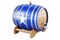 Wooden barrel with Somali flag, 3D rendering