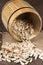 Wooden barrel with sunflower seeds