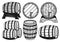Wooden barrels different variants vector objects