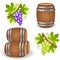 Wooden barrels and grape