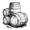 Wooden barrels hand drawn sketch Winemaking