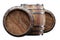 Wooden barrels for wine on a white background. Winemaking, wine. The concept of the production of alcoholic beverages. 3D