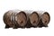 Wooden barrels for wine on a white background. Winemaking, wine. The concept of the production of alcoholic beverages. 3D