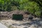 Wooden barrier and generator next to the pipeline repair site