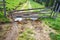 Wooden barrier on mountain road