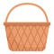 Wooden basket icon, cartoon and flat style