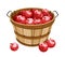 Wooden basket with red apples.