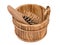 Wooden bath bucket with comb inside