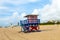 Wooden bay watch huts in Art deco