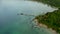 Wooden beach bar in sea and hut on pier in koh Mak island, Trat, Thailand