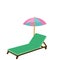 Wooden beach chair and umbrella