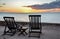 Wooden Beach Chairs overlooking sunset at Holbox Island