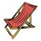 Wooden beach chaise icon cartoon