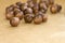 wooden beads on a background