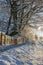 Wooden bee hives in winter - bee breeding Apis mellifera in beautiful winter sunny day