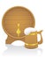 Wooden beer barrel and mug vector illustration