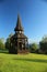 Wooden bell cage, built in 1752, of Hackas church in Sweden