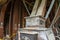 Wooden belt driven grist mill equipment