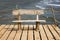 Wooden bench on the pier, seascape