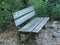 Wooden bench for rest in the forest, poblet, tarragona, spain, europe