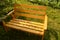 Wooden bench in summer garden for patio design, natural wood furniture