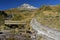 Wooden bench on track to Mount Egmont