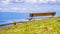 Wooden bench and vista point overlooking south San Francisco bay area and San Jose, California