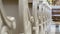 Wooden Benches in Catholic Church Aglona, Latvia. Catholic Temple Seats, Blurred Background.