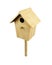 Wooden bird house on a pole isolated on a white background. 3d