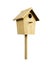 Wooden bird house on a pole on a white background. 3d r