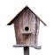 Wooden birdhouse isolated on white background, clipping path inc