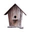 Wooden birdhouse isolated on white background, clipping path inc