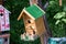 A wooden birdhouses handmade by children