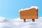 Wooden blank board with realistic snow hills