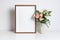 Wooden blank frame mockup for artwork, photo or print presentation.