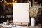 Wooden blank white easel mockup. Board for wedding inscription. Generative AI