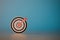 wooden block and arrow icon hits the center of dartboard target,Setting business goals and focused concepts, Organizational growth