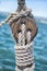 Wooden block on sailboat